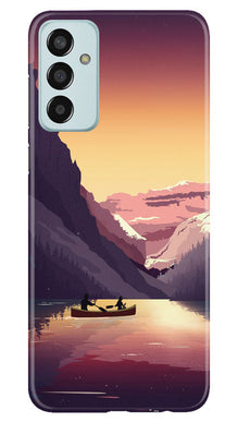 Mountains Boat Mobile Back Case for Samsung Galaxy M13 (Design - 150)