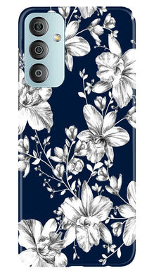 White flowers Blue Background Mobile Back Case for Samsung Galaxy F23 5G (Design - 14)