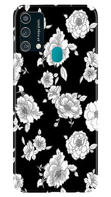 White flowers Black Background Mobile Back Case for Samsung Galaxy F41 (Design - 9)