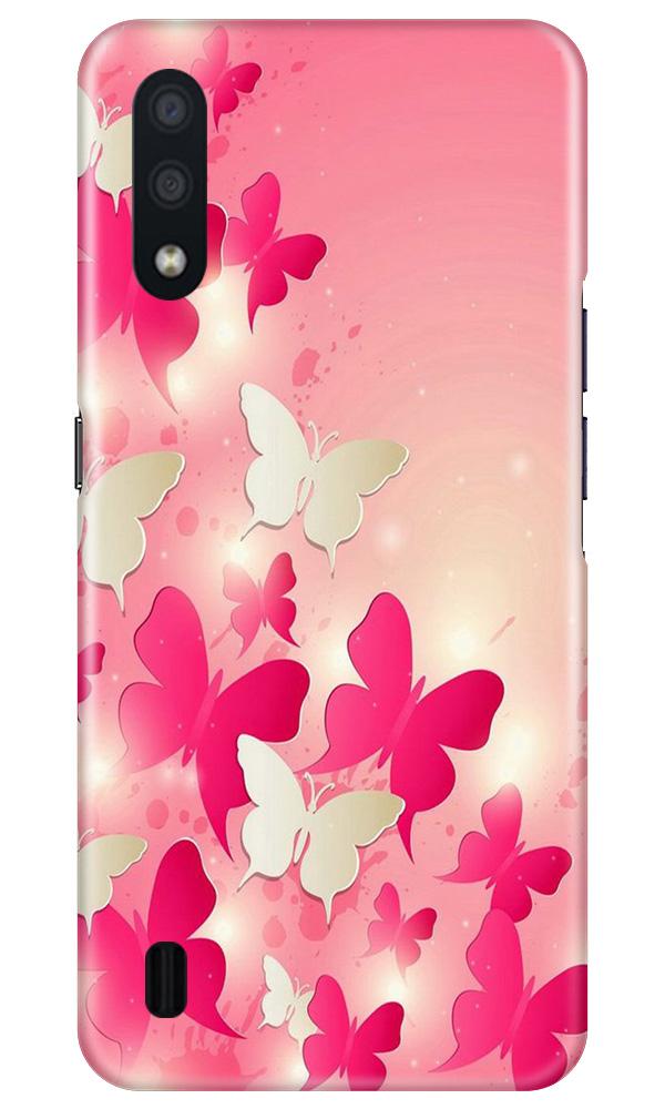 White Pick Butterflies Case for Samsung Galaxy M01