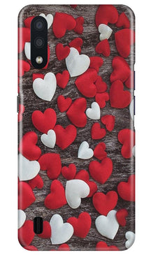 Red White Hearts Mobile Back Case for Samsung Galaxy M01  (Design - 105)