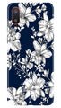 White flowers Blue Background Case for Samsung Galaxy M02