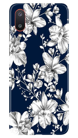 White flowers Blue Background Case for Samsung Galaxy M02