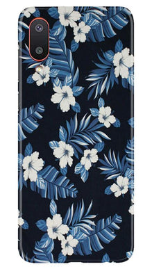 White flowers Blue Background2 Mobile Back Case for Samsung Galaxy M02 (Design - 15)