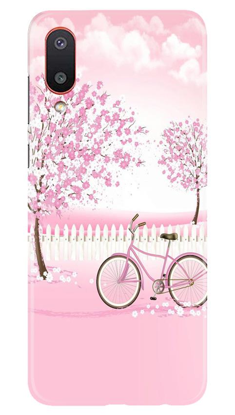 Pink Flowers Cycle Case for Samsung Galaxy M02  (Design - 102)