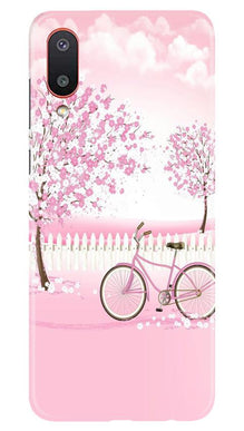Pink Flowers Cycle Mobile Back Case for Samsung Galaxy M02  (Design - 102)