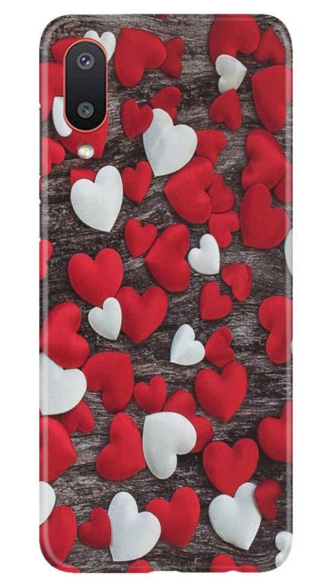 Red White Hearts Case for Samsung Galaxy M02  (Design - 105)