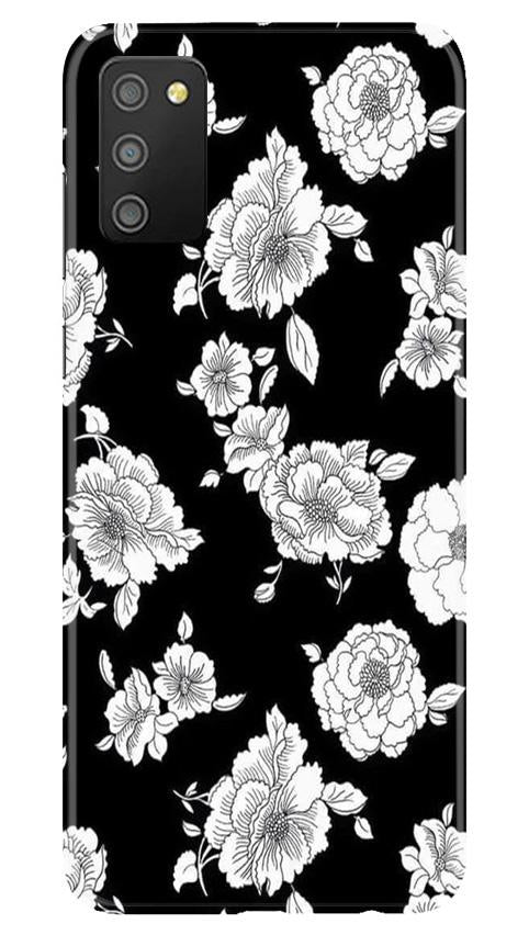 White flowers Black Background Case for Samsung Galaxy M02s