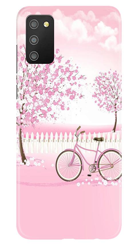 Pink Flowers Cycle Case for Samsung Galaxy M02s(Design - 102)