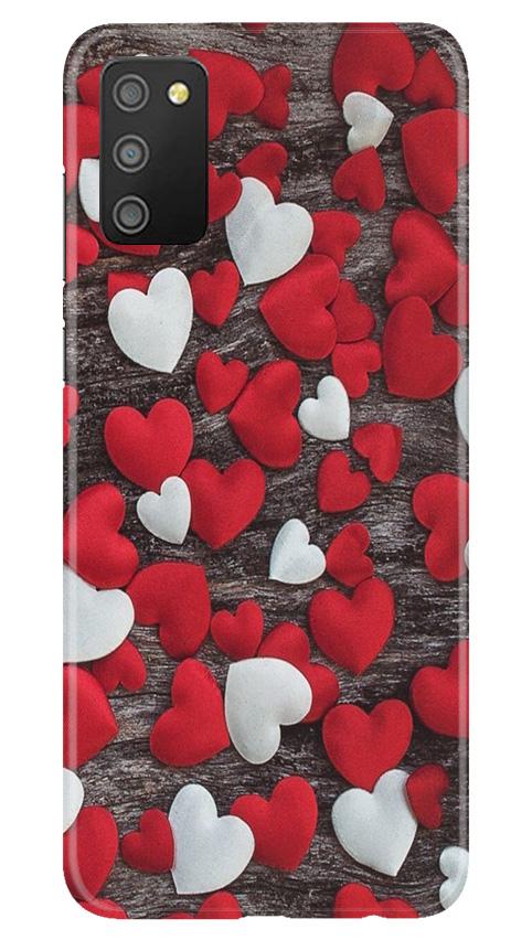 Red White Hearts Case for Samsung Galaxy F02s(Design - 105)