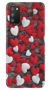 Red White Hearts Mobile Back Case for Samsung Galaxy F02s  (Design - 105)
