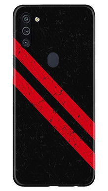 Black Red Pattern Mobile Back Case for Samsung Galaxy M11 (Design - 373)