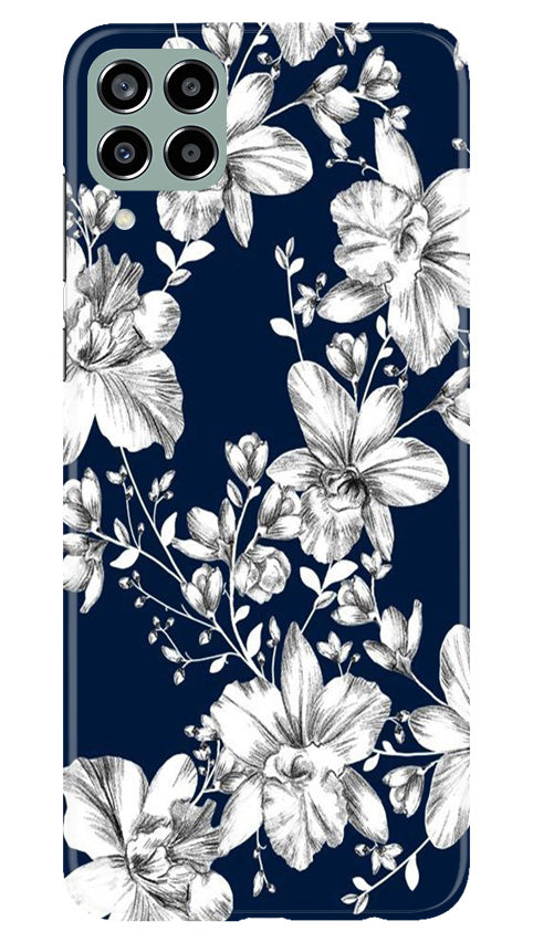 White flowers Blue Background Case for Samsung Galaxy M33 5G
