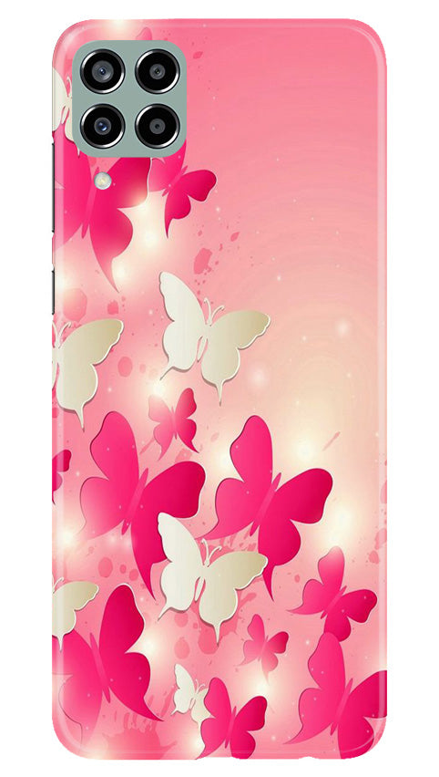 White Pick Butterflies Case for Samsung Galaxy M33 5G