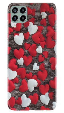 Red White Hearts Mobile Back Case for Samsung Galaxy M33 5G  (Design - 105)