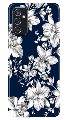 White flowers Blue Background Mobile Back Case for Samsung Galaxy M52 5G (Design - 14)