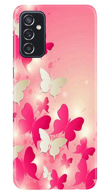 White Pick Butterflies Mobile Back Case for Samsung Galaxy M52 5G (Design - 28)
