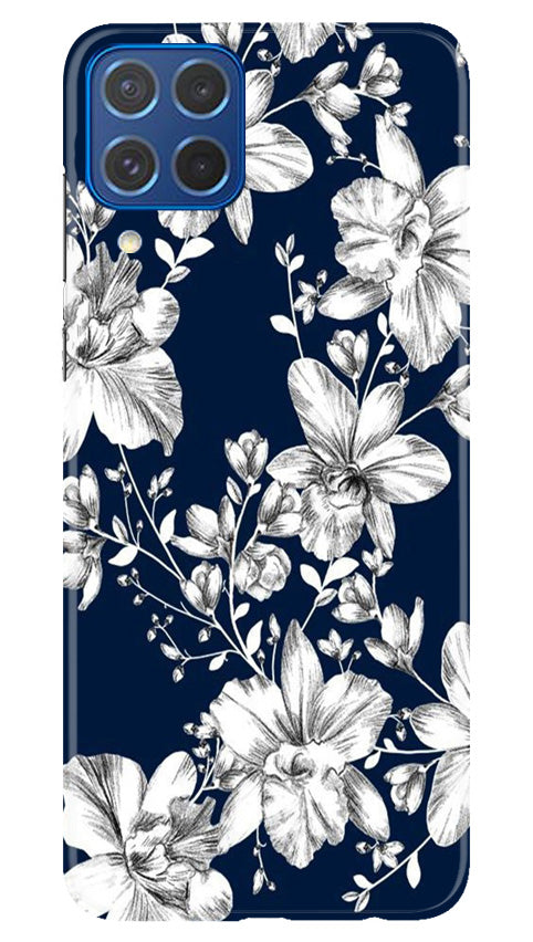 White flowers Blue Background Case for Samsung Galaxy M62