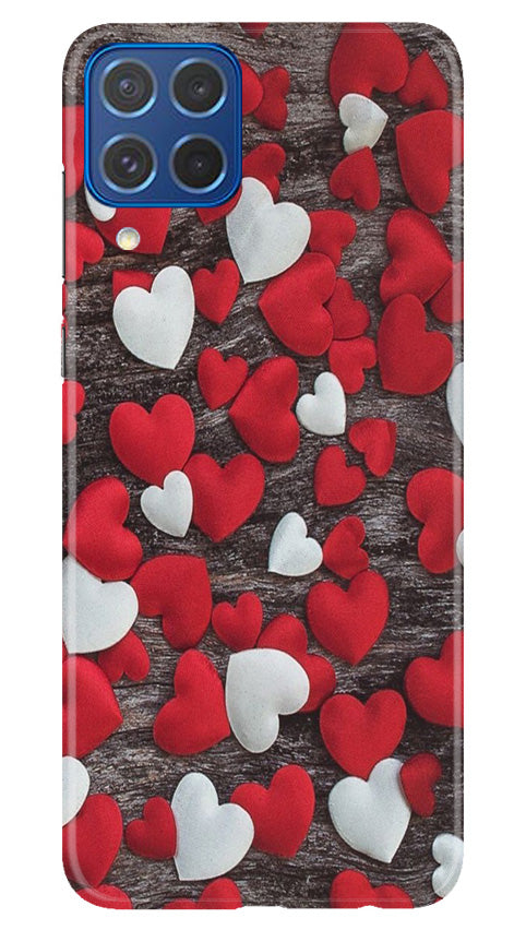 Red White Hearts Case for Samsung Galaxy M62(Design - 105)