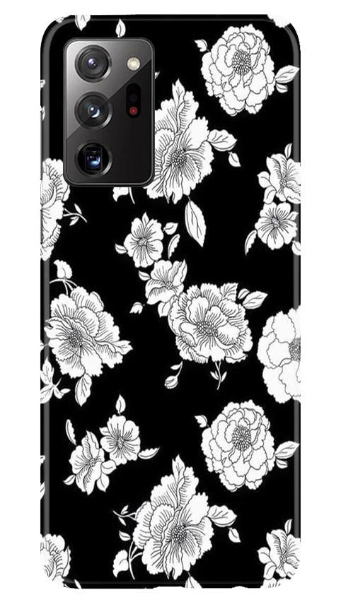 White flowers Black Background Case for Samsung Galaxy Note 20 Ultra
