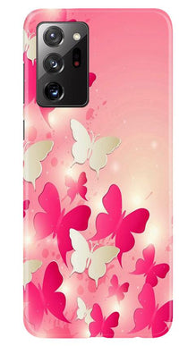 White Pick Butterflies Mobile Back Case for Samsung Galaxy Note 20 Ultra (Design - 28)