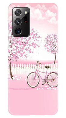 Pink Flowers Cycle Mobile Back Case for Samsung Galaxy Note 20  (Design - 102)