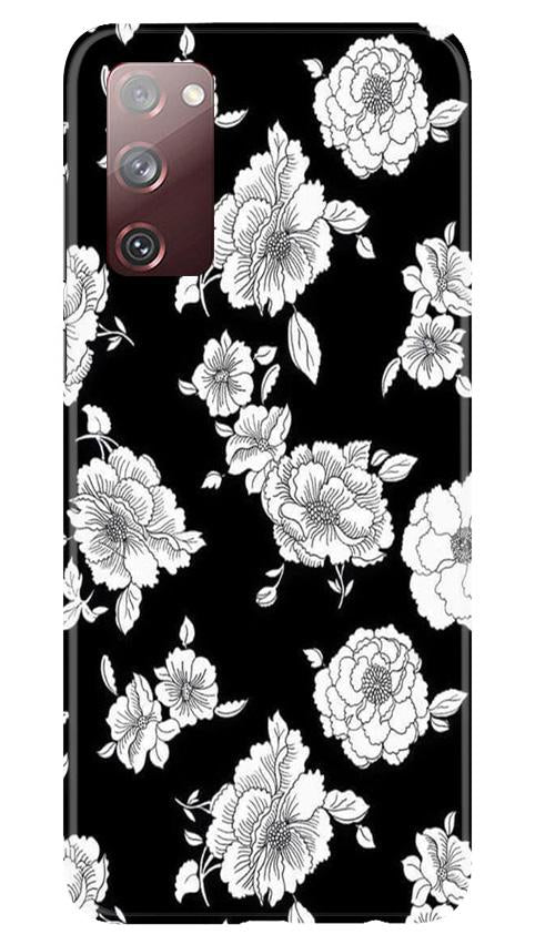 White flowers Black Background Case for Samsung Galaxy S20 FE