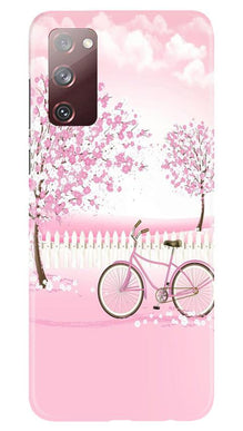Pink Flowers Cycle Mobile Back Case for Galaxy S20 FE  (Design - 102)