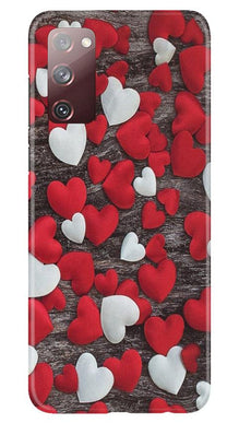 Red White Hearts Mobile Back Case for Galaxy S20 FE  (Design - 105)