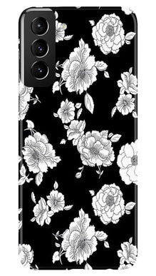 White flowers Black Background Mobile Back Case for Samsung Galaxy S22 Plus (Design - 9)