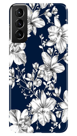 White flowers Blue Background Case for Samsung Galaxy S22 Plus