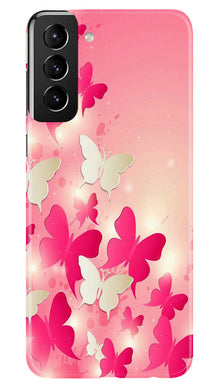 White Pick Butterflies Mobile Back Case for Samsung Galaxy S22 Plus (Design - 28)
