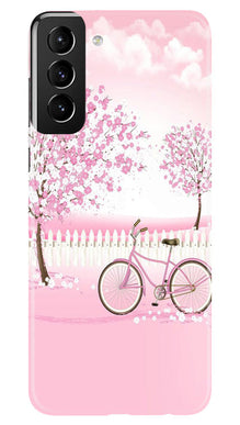 Pink Flowers Cycle Mobile Back Case for Samsung Galaxy S22 Plus  (Design - 102)