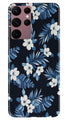 White flowers Blue Background2 Case for Samsung Galaxy S22 Ultra