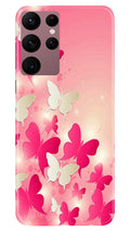White Pick Butterflies Case for Samsung Galaxy S22 Ultra