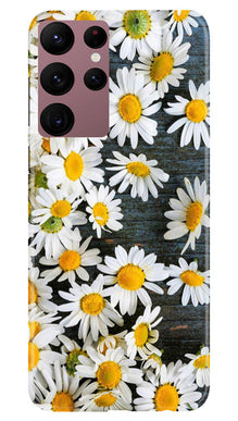 White flowers2 Mobile Back Case for Samsung Galaxy S22 Ultra (Design - 62)