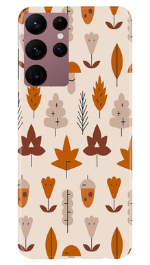 Leaf Pattern Art Mobile Back Case for Samsung Galaxy S22 Ultra  (Design - 132)