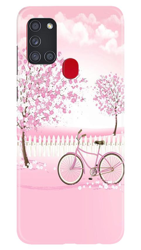 Pink Flowers Cycle Case for Samsung Galaxy A21s(Design - 102)