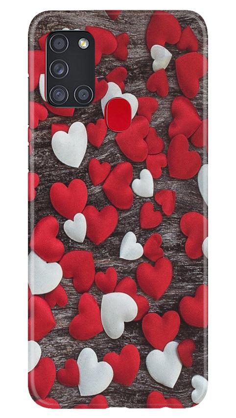 Red White Hearts Case for Samsung Galaxy A21s(Design - 105)