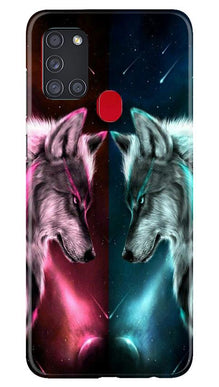 Wolf fight Mobile Back Case for Samsung Galaxy A21s (Design - 221)