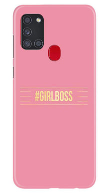 Girl Boss Pink Mobile Back Case for Samsung Galaxy A21s (Design - 263)