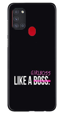 Like a Girl Boss Mobile Back Case for Samsung Galaxy A21s (Design - 265)