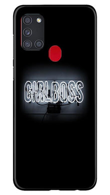 Girl Boss Black Mobile Back Case for Samsung Galaxy A21s (Design - 268)