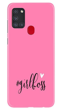 Girl Boss Pink Mobile Back Case for Samsung Galaxy A21s (Design - 269)