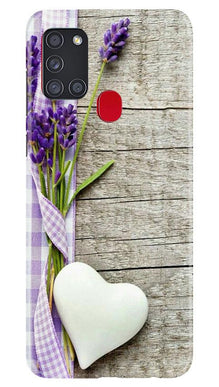 White Heart Mobile Back Case for Samsung Galaxy A21s (Design - 298)