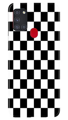 Black White Boxes Mobile Back Case for Samsung Galaxy A21s (Design - 372)