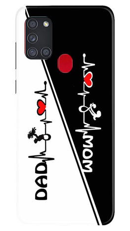Love Mom Dad Mobile Back Case for Samsung Galaxy A21s (Design - 385)