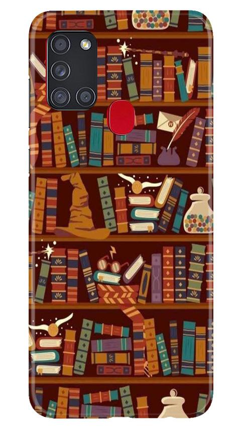 Book Shelf Mobile Back Case for Samsung Galaxy A21s (Design - 390)