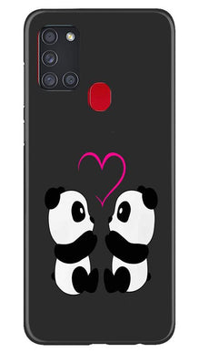 Panda Love Mobile Back Case for Samsung Galaxy A21s (Design - 398)