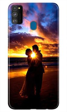 Couple Sea shore Mobile Back Case for Samsung Galaxy M21 (Design - 13)